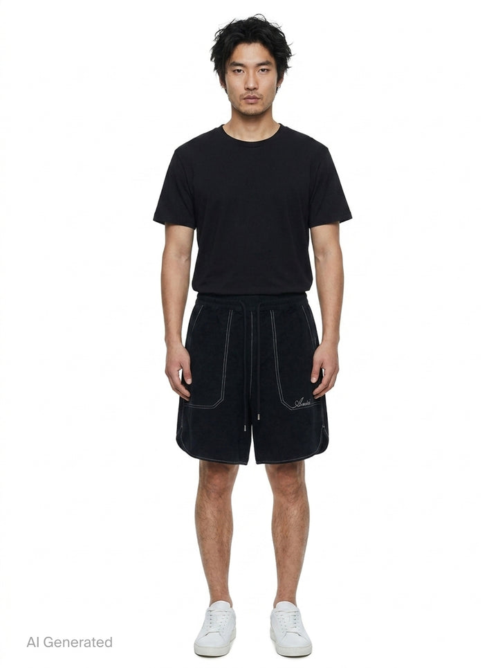 Script Linen Garment-Dyed Shorts | Amiri | Club21 - front