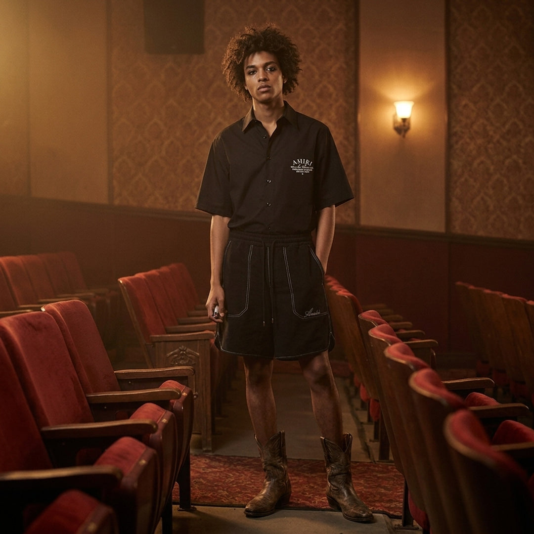 Script Linen Garment-Dyed Shorts | Amiri | Club21 - lifestyle