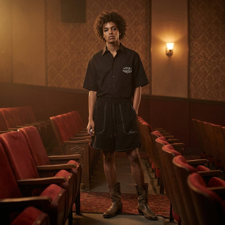 Script Linen Garment-Dyed Shorts | Amiri | Club21 - lifestyle