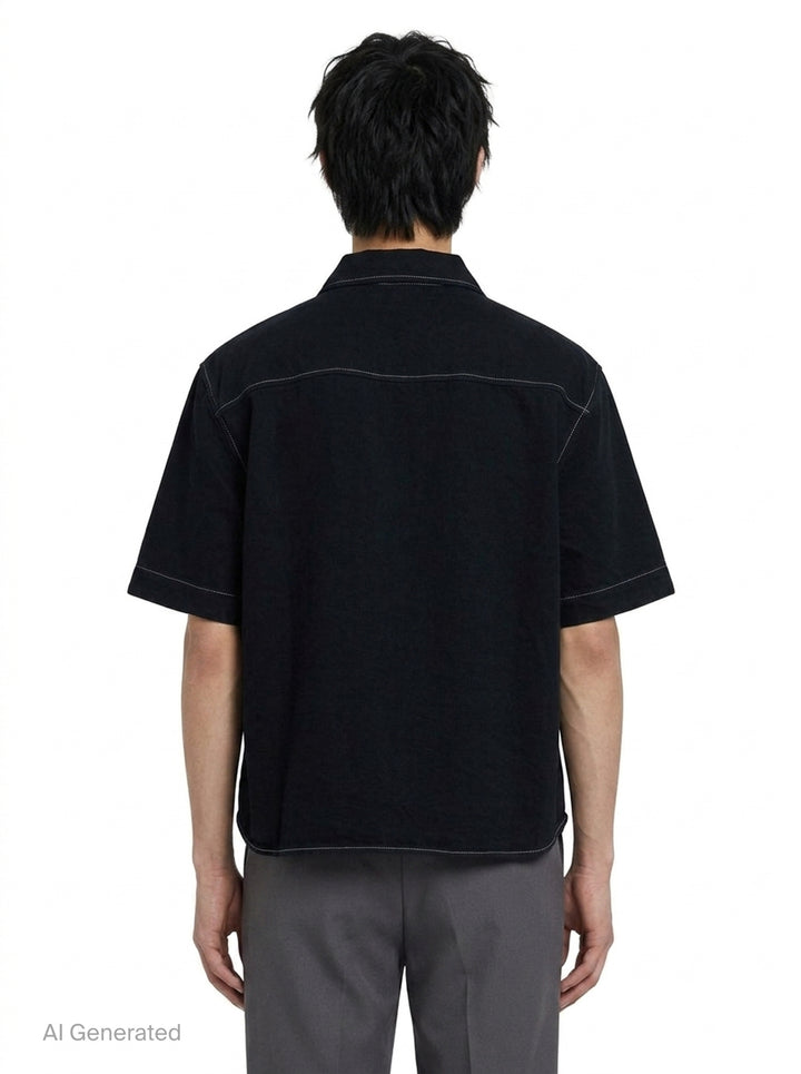 Script Linen Short Sleeve Shirt | Amiri | Club21 - back