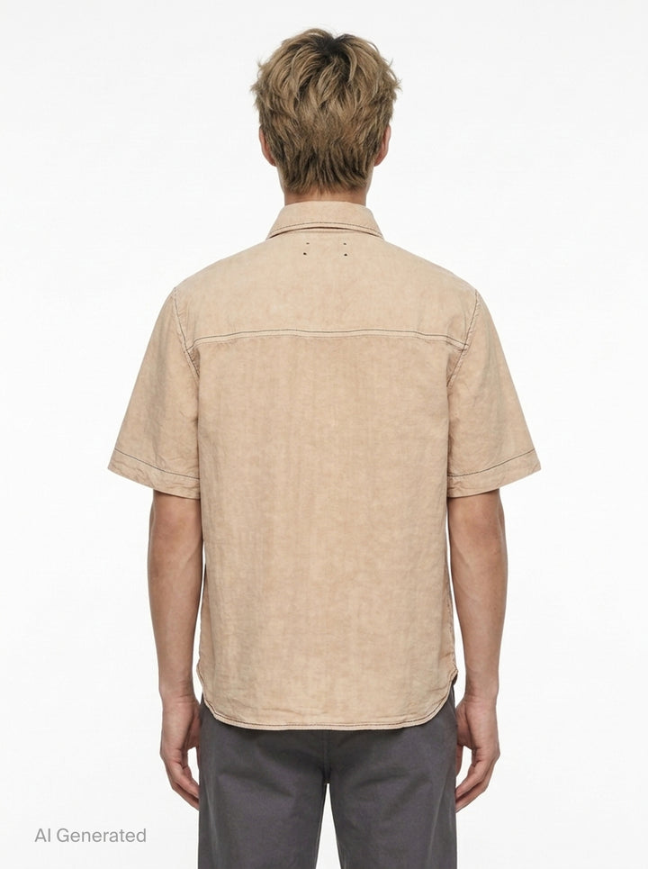 Script Linen Short Sleeve Shirt | Amiri | Club21 - back