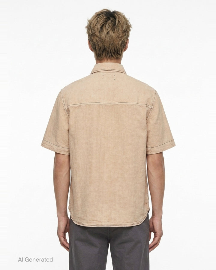 Script Linen Short Sleeve Shirt | Amiri | Club21 - back