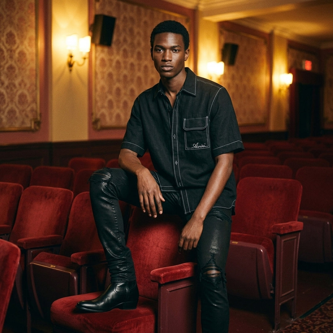 Script Linen Short Sleeve Shirt | Amiri | Club21 - lifestyle