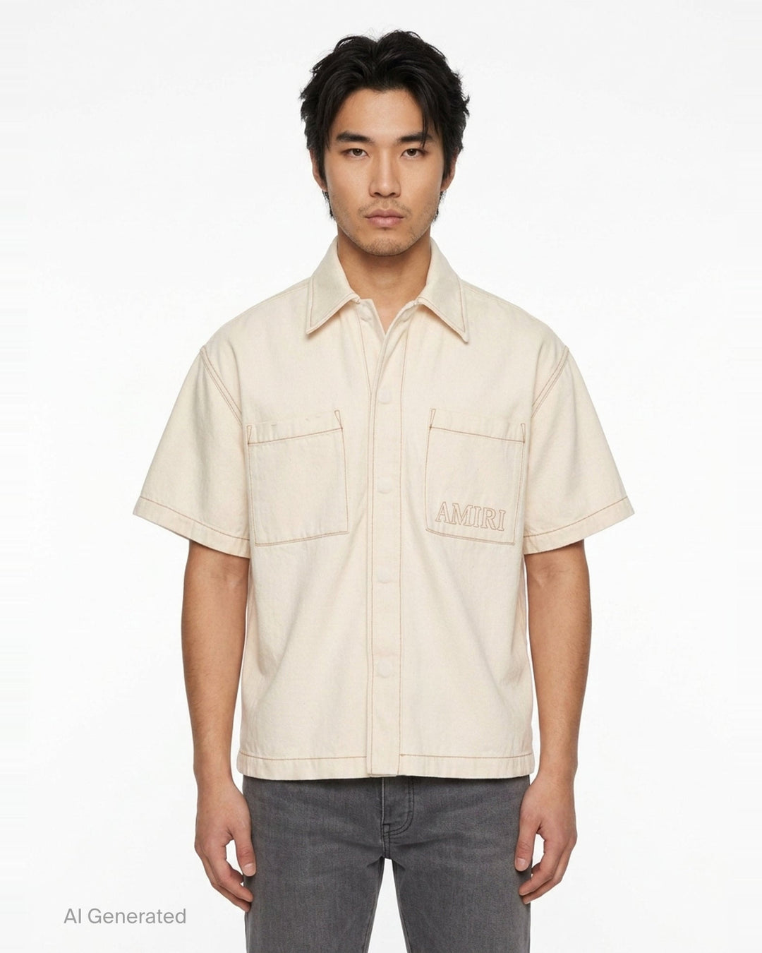 Short Sleeve Denim Shirt | Amiri | Club21 - front