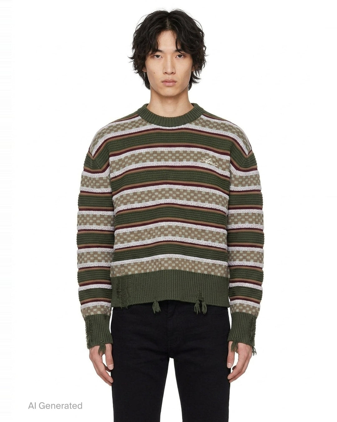 Western Logo Striped Sweater | Amiri | Club21 - front