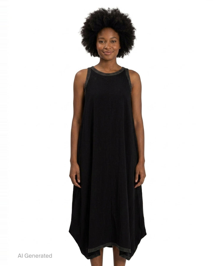 Asymmetric Studded Trim Dress | Anaabu | Club21 - front