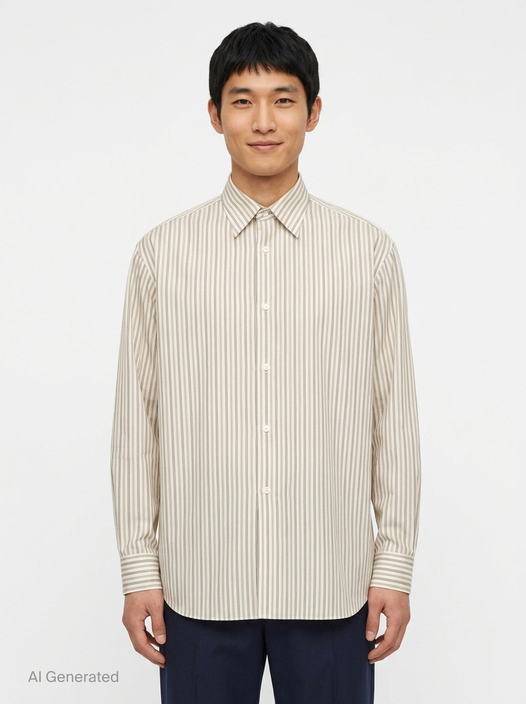 Cotton Silk Stripe Long Sleeve Shirt | Auralee | Club21 - front