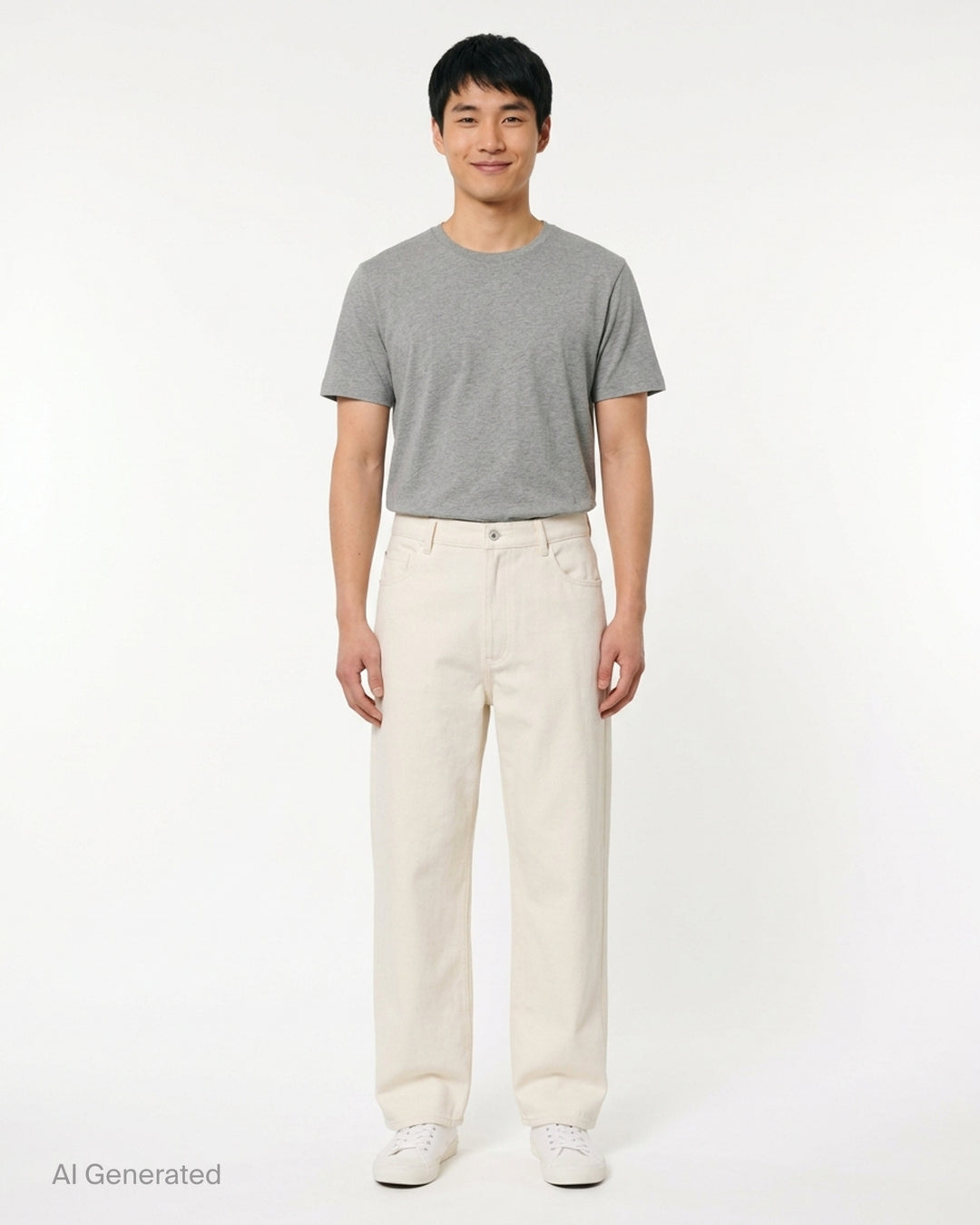 Auralee silk nep denim five-pocket wide pants in flecked dark indigo, shown front view - front