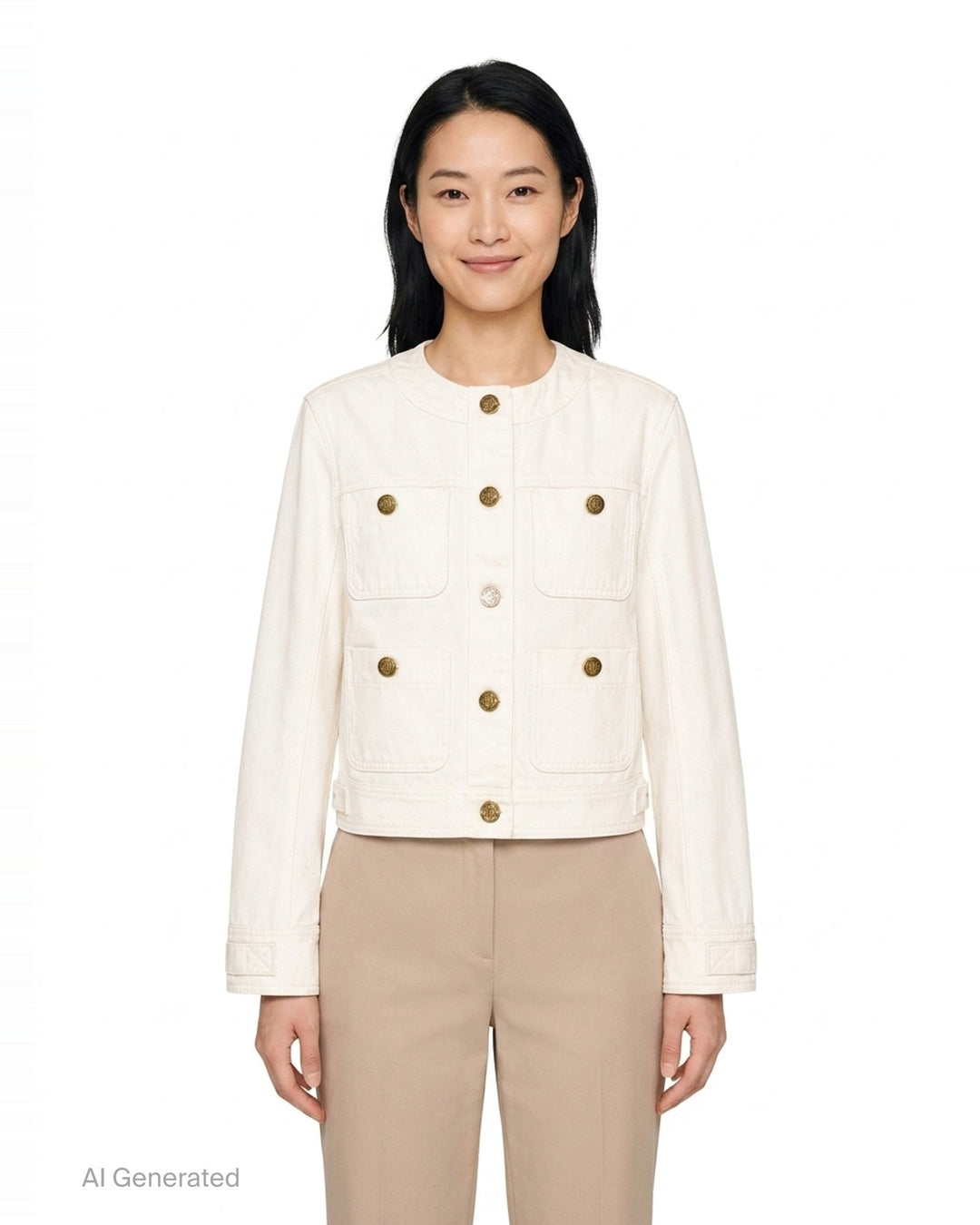 Four Pocket Round Collar Denim Jacket | Balmain | Club21 - front