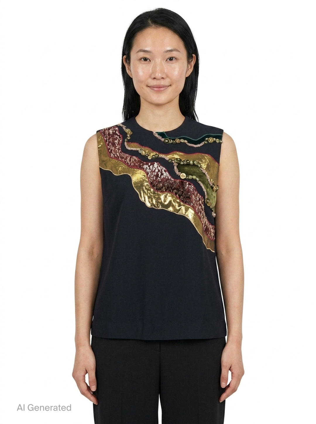 Embellished Gabardine Sleeveless Top | Biyan | Club21 - front
