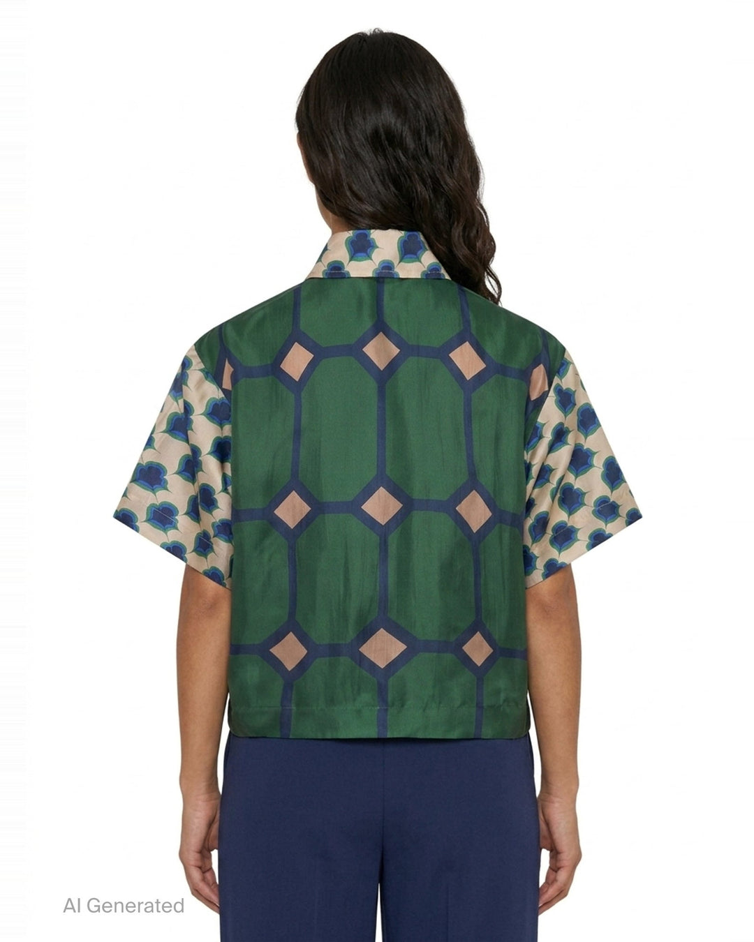 Mix Organza Silk Short Sleeve Blouse | Biyan | Club21 - back