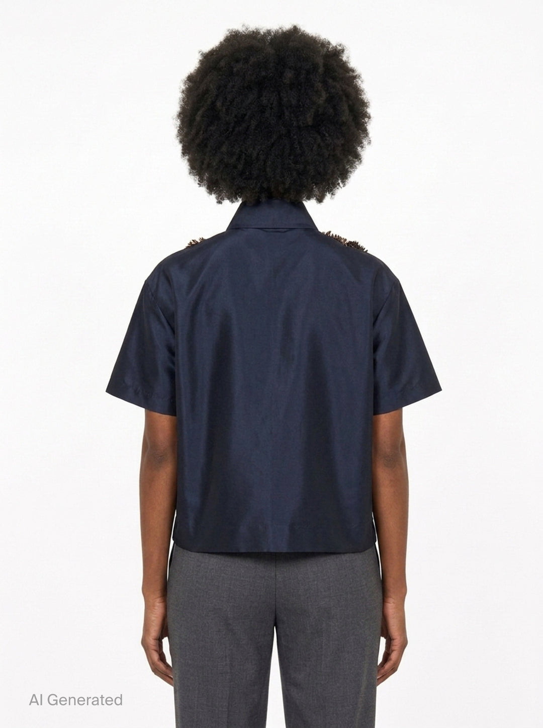 Taffeta Short Sleeve Embellished Shirt | Biyan | Club21 - back