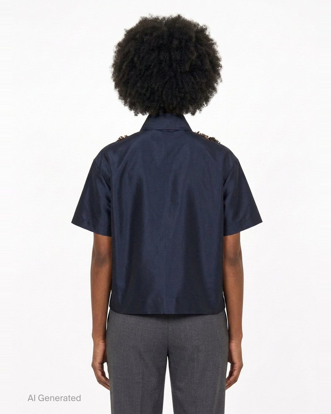 Taffeta Short Sleeve Embellished Shirt | Biyan | Club21 - back