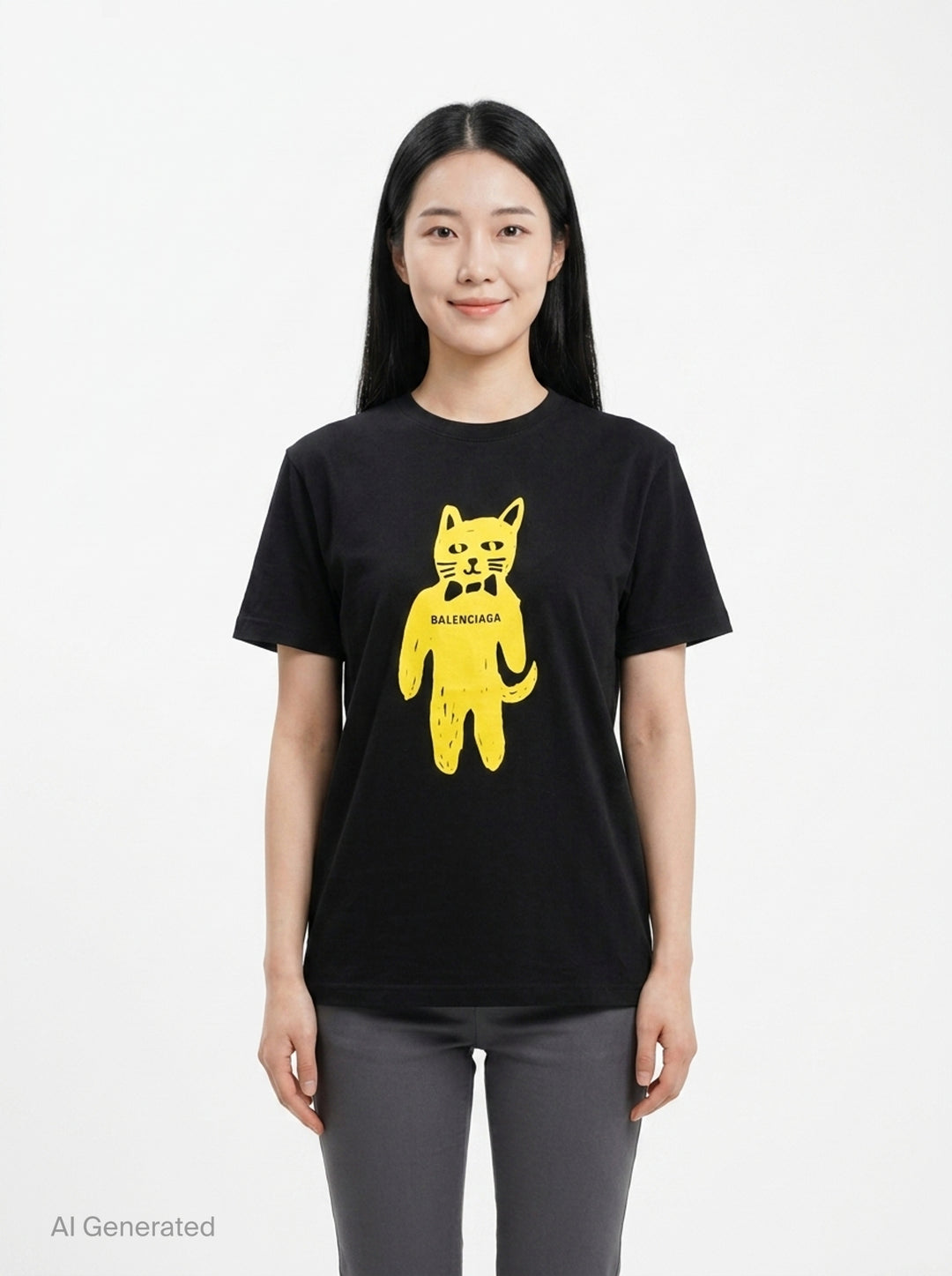 Balenciaga Cat Graphic Tee | Black Score | Club21 - front