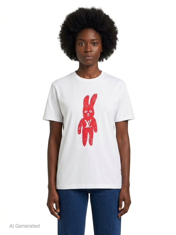 LV Bunny Graphic Tee | Black Score | Club21 - front