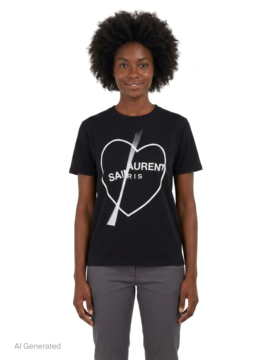 Saint Laurent Paris Heart Tee | Black Score | Club21 - front