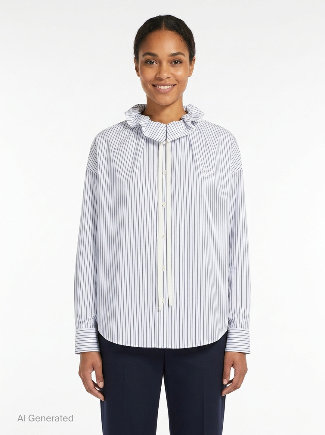 Gathered Neck Long Sleeve Shirt | Bonbom | Club21 - front