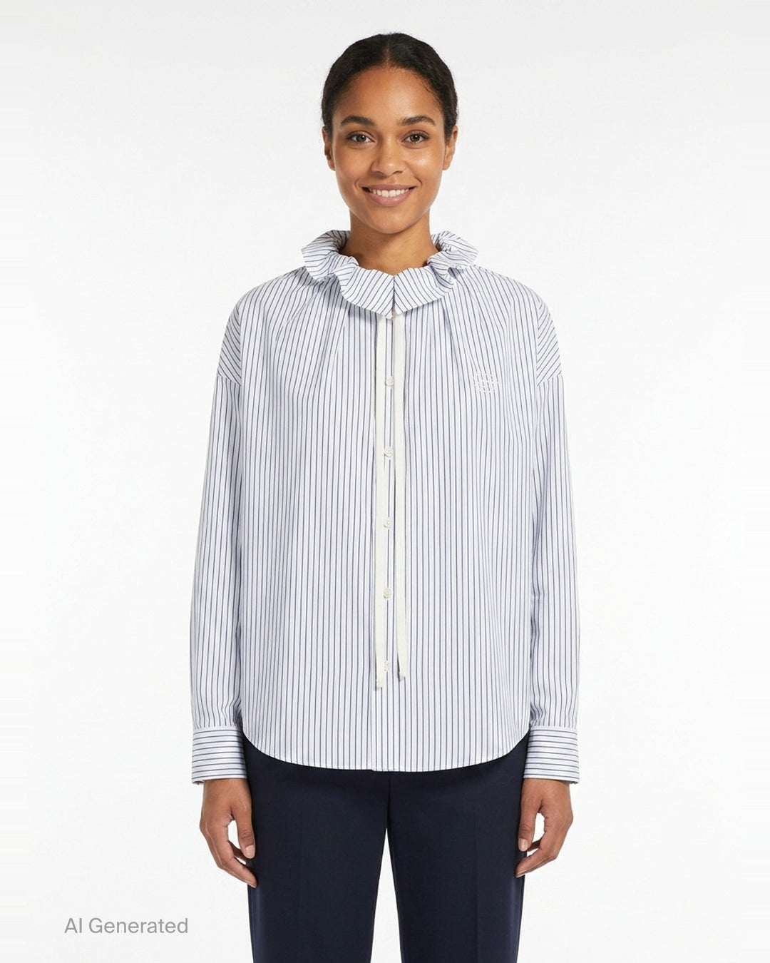 Gathered Neck Long Sleeve Shirt | Bonbom | Club21 - front