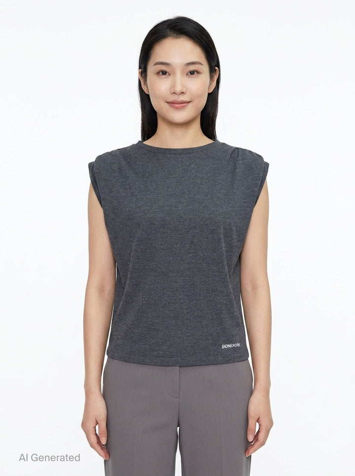 Shoulder-Tuck Sleeveless Sweat | Bonbom | Club21 - front