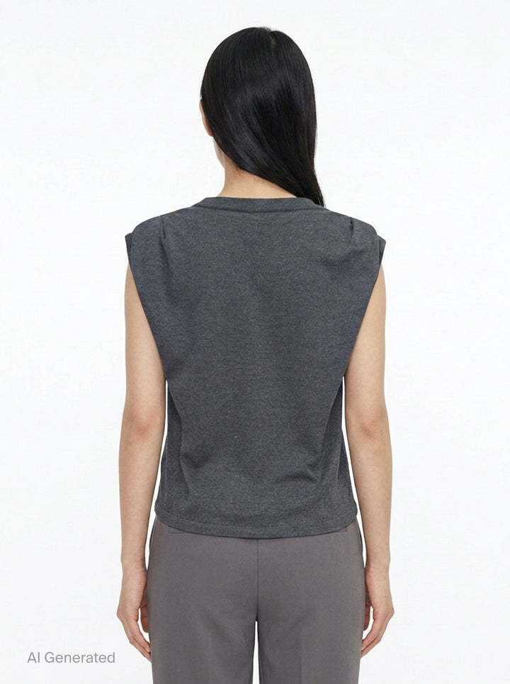 Shoulder-Tuck Sleeveless Sweat | Bonbom | Club21 - back