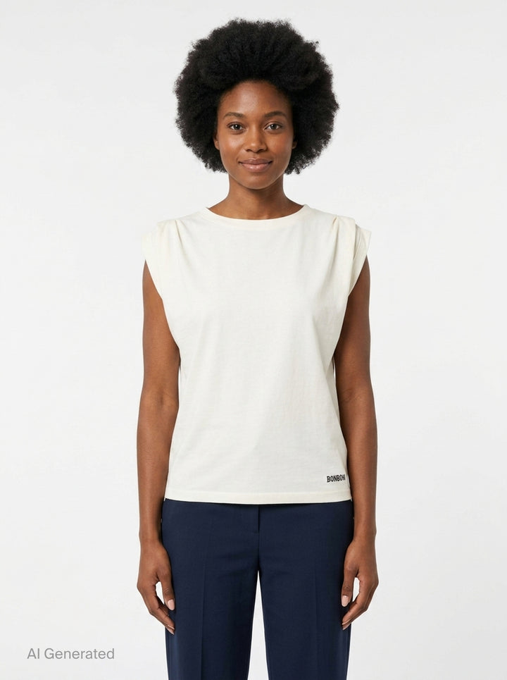Shoulder Tuck Sleeveless Top | Bonbom | Club21 - front