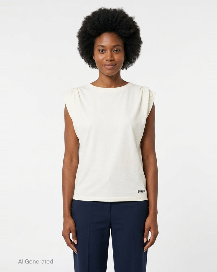 Shoulder Tuck Sleeveless Top | Bonbom | Club21 - front