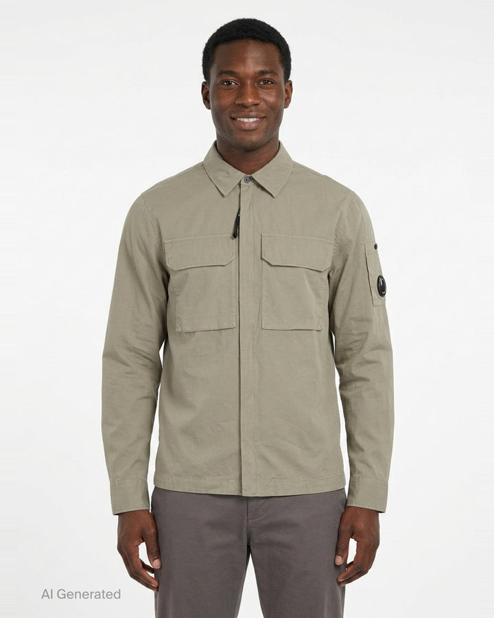Organic Gabardine Zipped Overshirt | C.P. Company | Club21 - front