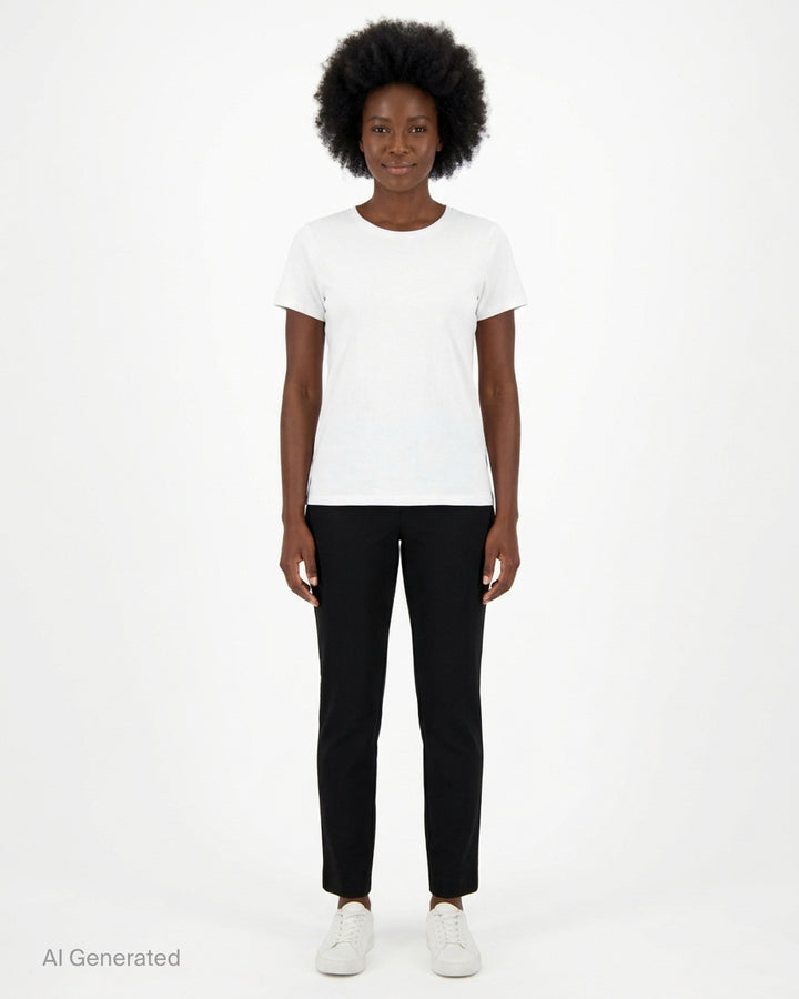 Black slim-fit cigarette pants by Carolina Herrera with a high-rise waist and ankle-length tapered leg, shown from the front - front