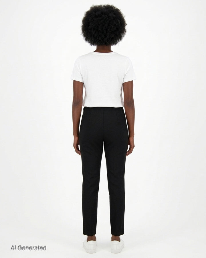 Black slim-fit cigarette pants by Carolina Herrera with a high-rise waist and ankle-length tapered leg, shown from the front - back