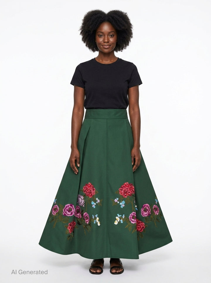 Floral Embroidered A-Line Skirt | Carolina Herrera | Club21 - front