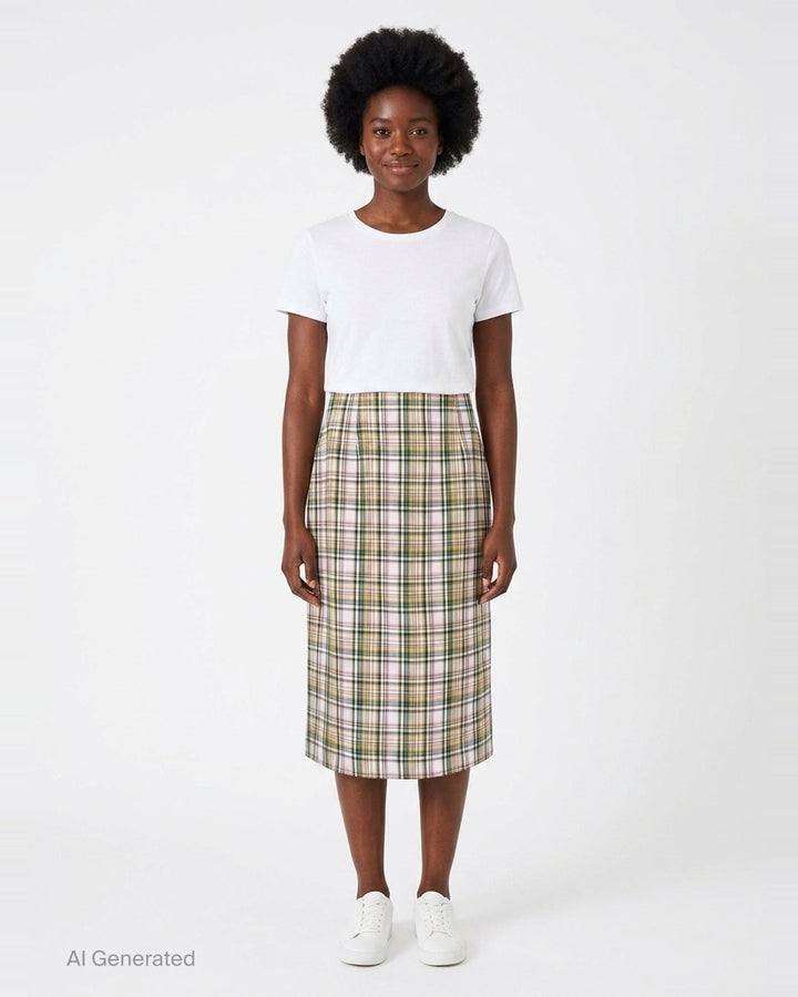 Plaid Midi Pencil Skirt | Carolina Herrera | Club21 - front