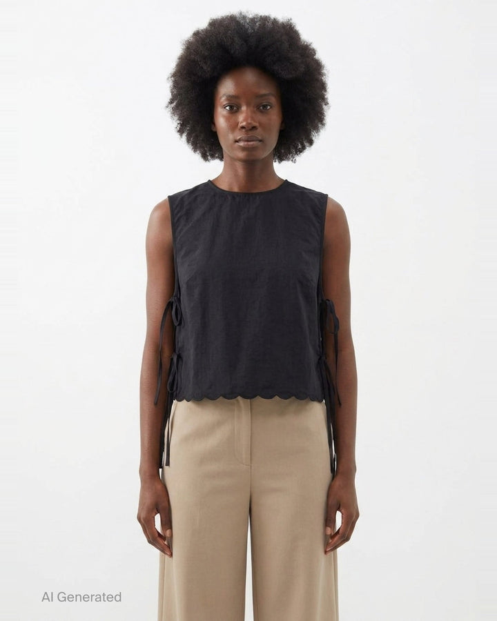Embroidered Taffeta Lace-Up Top | Cecilie Bahnsen | Club21 - front