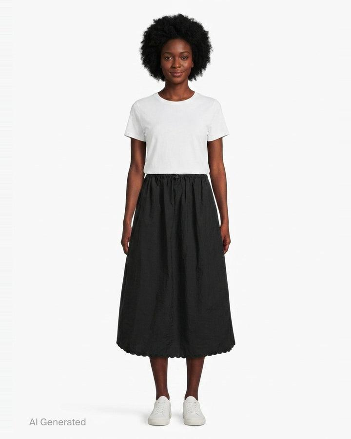 Embroidered Taffeta Midi Skirt | Cecilie Bahnsen | Club21 - front
