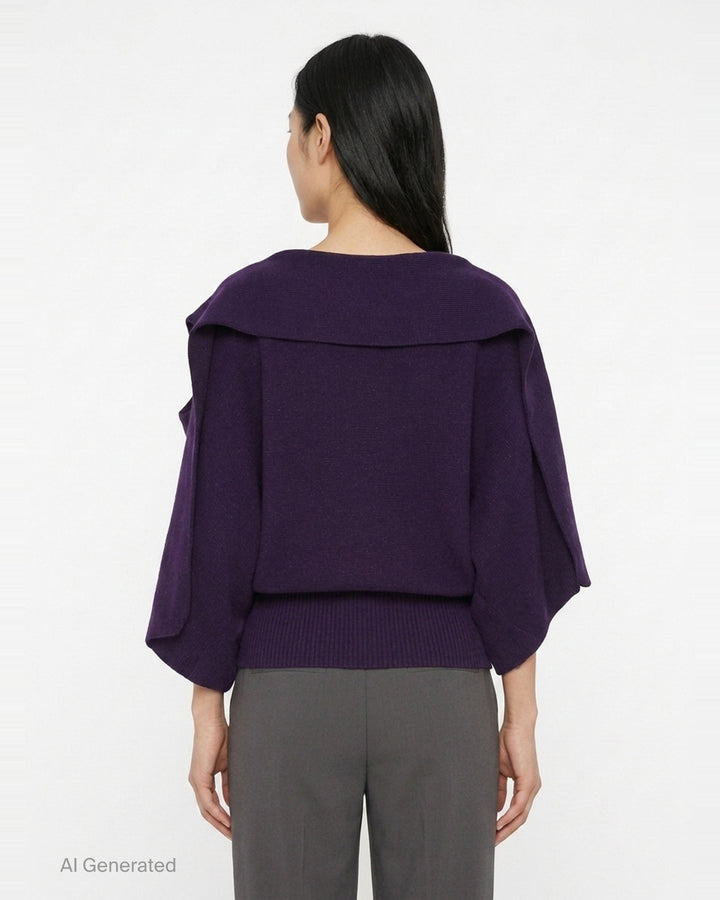 Pottery Crease Glitter Asymmetric Knit Top | CFCL | Club21 - back