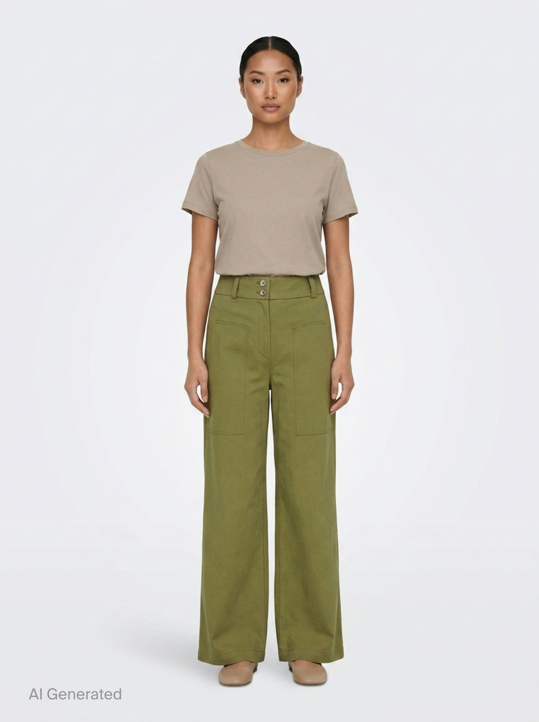 Adele Wide-Leg Nylon Cotton Pants | Club21 Collection | Club21 - front