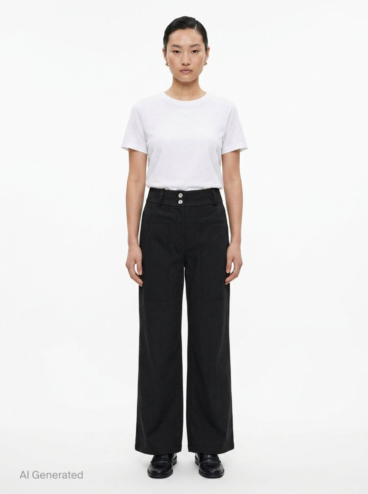 Adele Wide-Leg Nylon Cotton Pants | Club21 Collection | Club21 - front