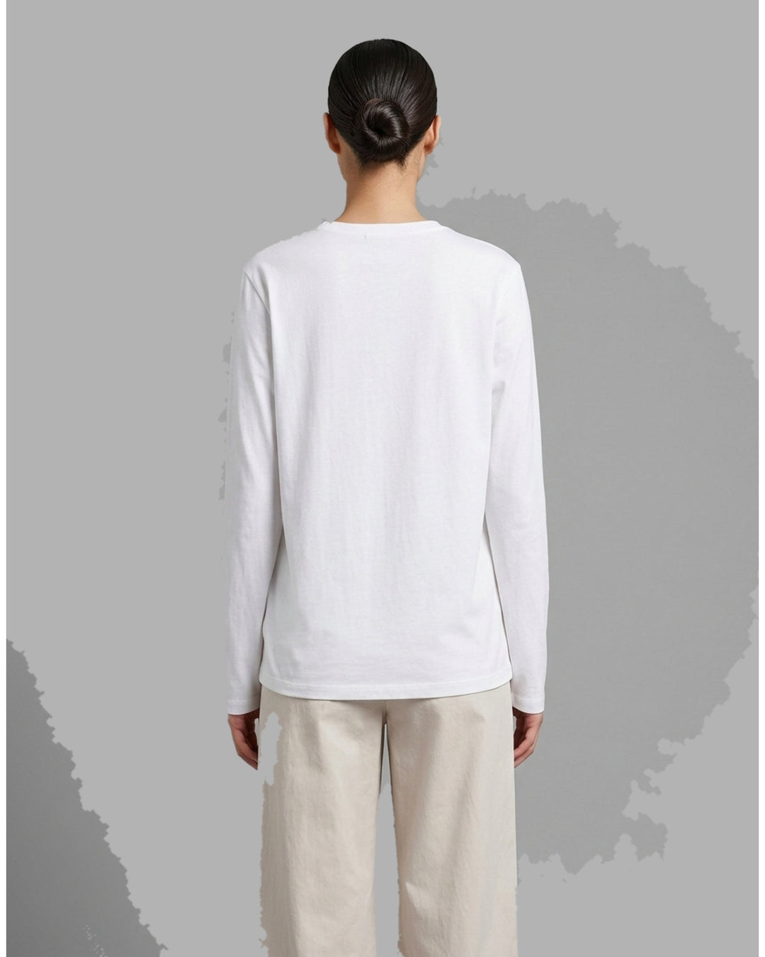 Black long sleeve cotton jersey Henley top with round neckline and five-button placket from Club21 Collection - back