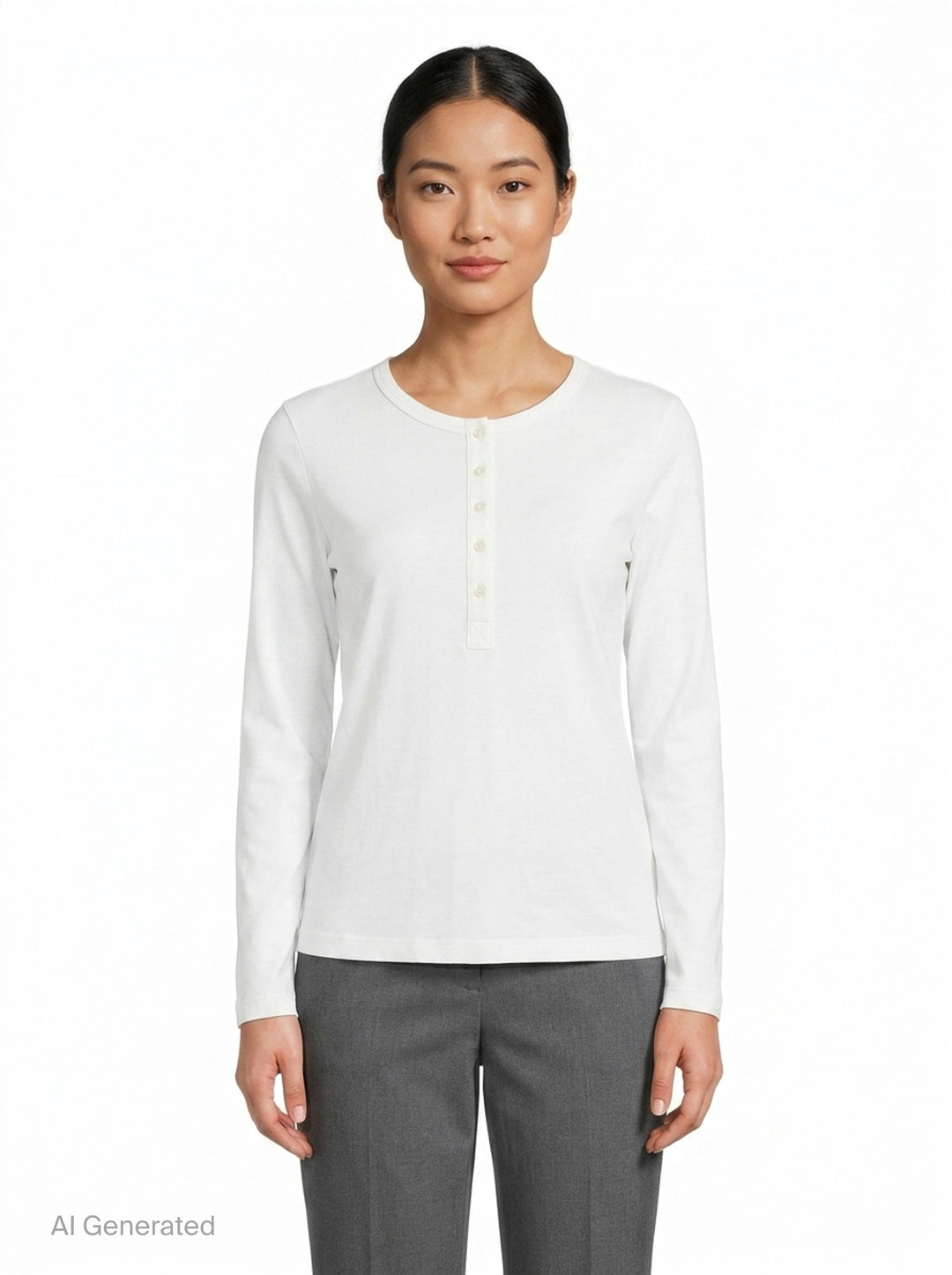 Long Sleeve Henley Knit Top | Club21 Collection | Club21 - front