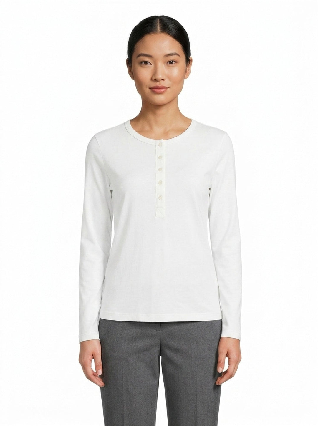 Long Sleeve Henley Knit Top | Club21 Collection | Club21 - front