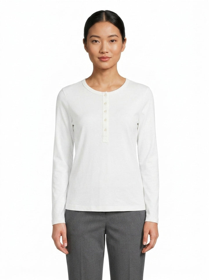 Long Sleeve Henley Knit Top | Club21 Collection | Club21 - front