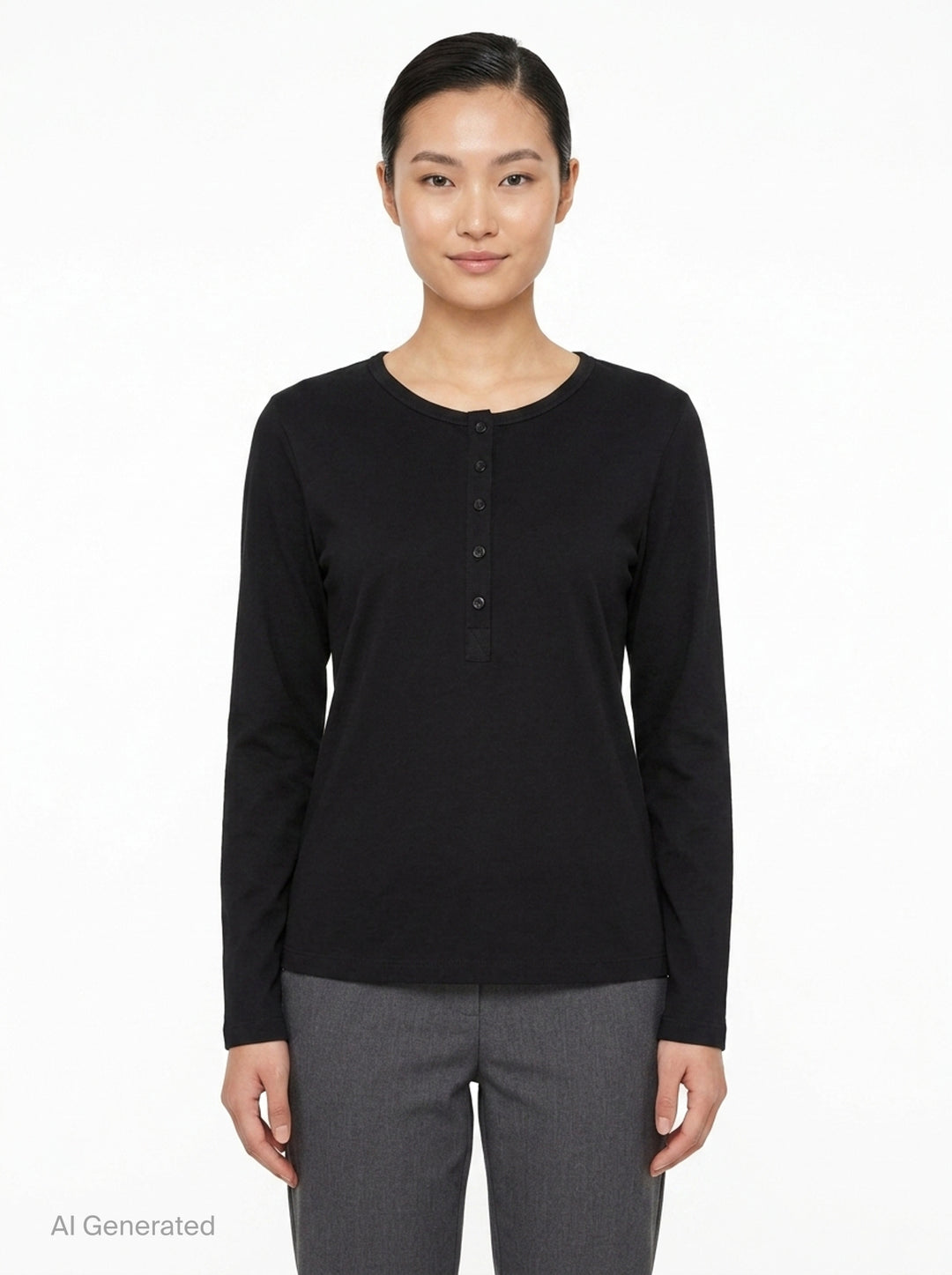 Long Sleeve Henley Knit Top | Club21 Collection | Club21 - front