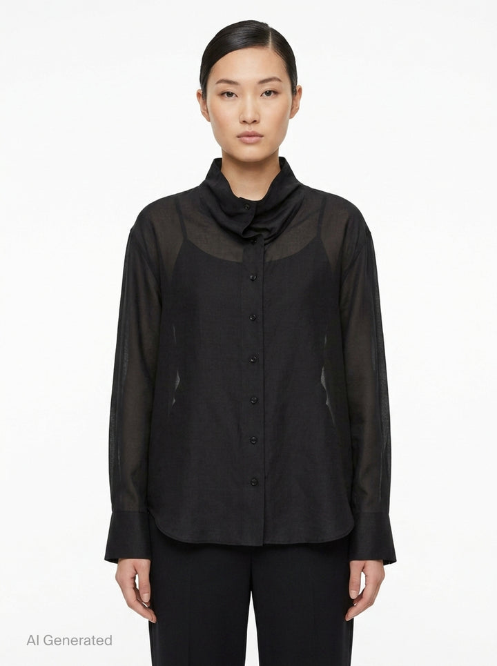 Sheer Button-Up Blouse | Club21 Collection | Club21 - front