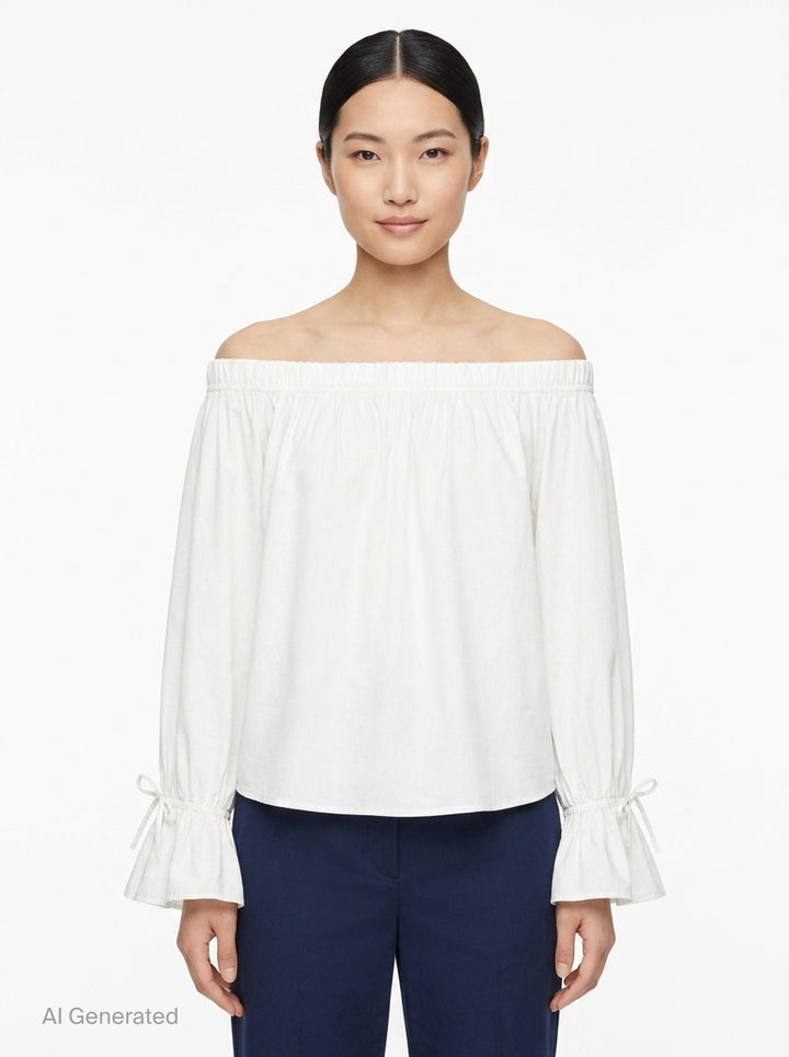 Structure Cotton Off-Shoulder Top | Club21 Collection | Club21 - front