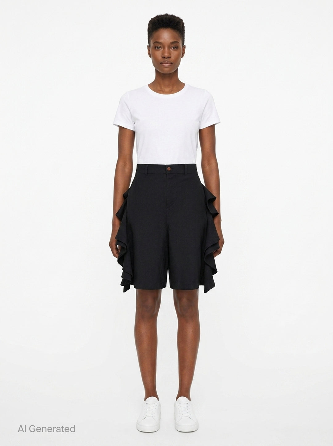 Gabardine Ruffle Shorts | Comme des Garçons Black | Club21 - front