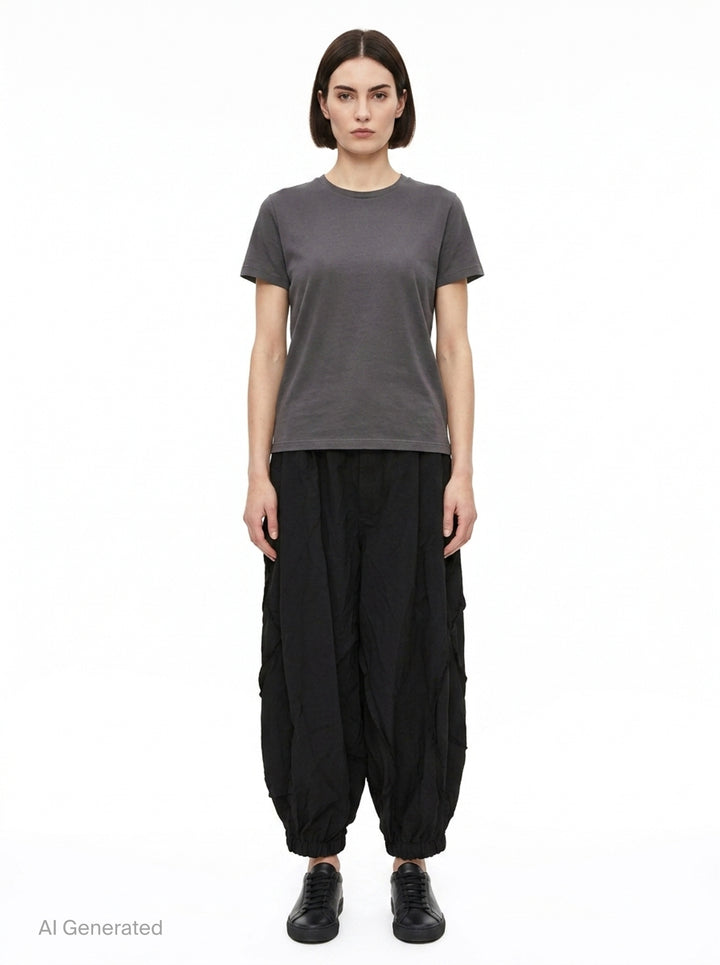 Garment Treated Wide Leg Pants | Comme des Garçons Black | Club21 - front