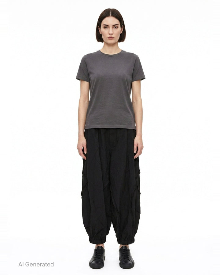 Garment Treated Wide Leg Pants | Comme des Garçons Black | Club21 - front