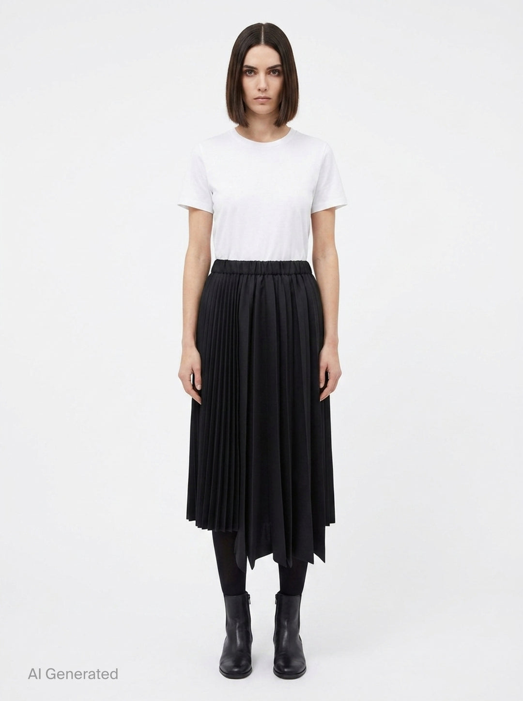 Pleated Asymmetric Midi Skirt | Comme des Garçons Black | Club21 - front