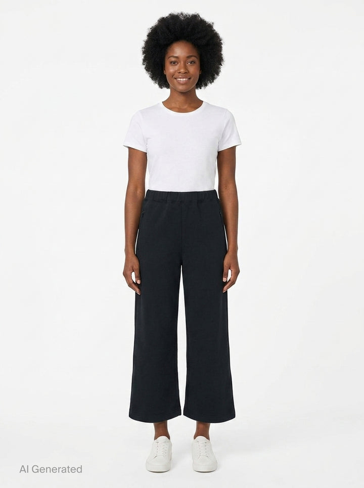 Polyester Jersey Wide-Leg Pants | Comme des Garçons Black | Club21 - front