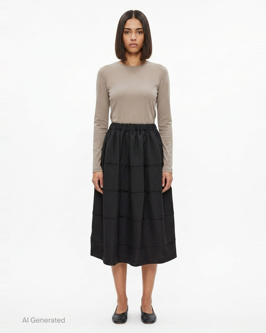 Quilted Panelled Midi Skirt | Comme des Garçons Black | Club21 - front