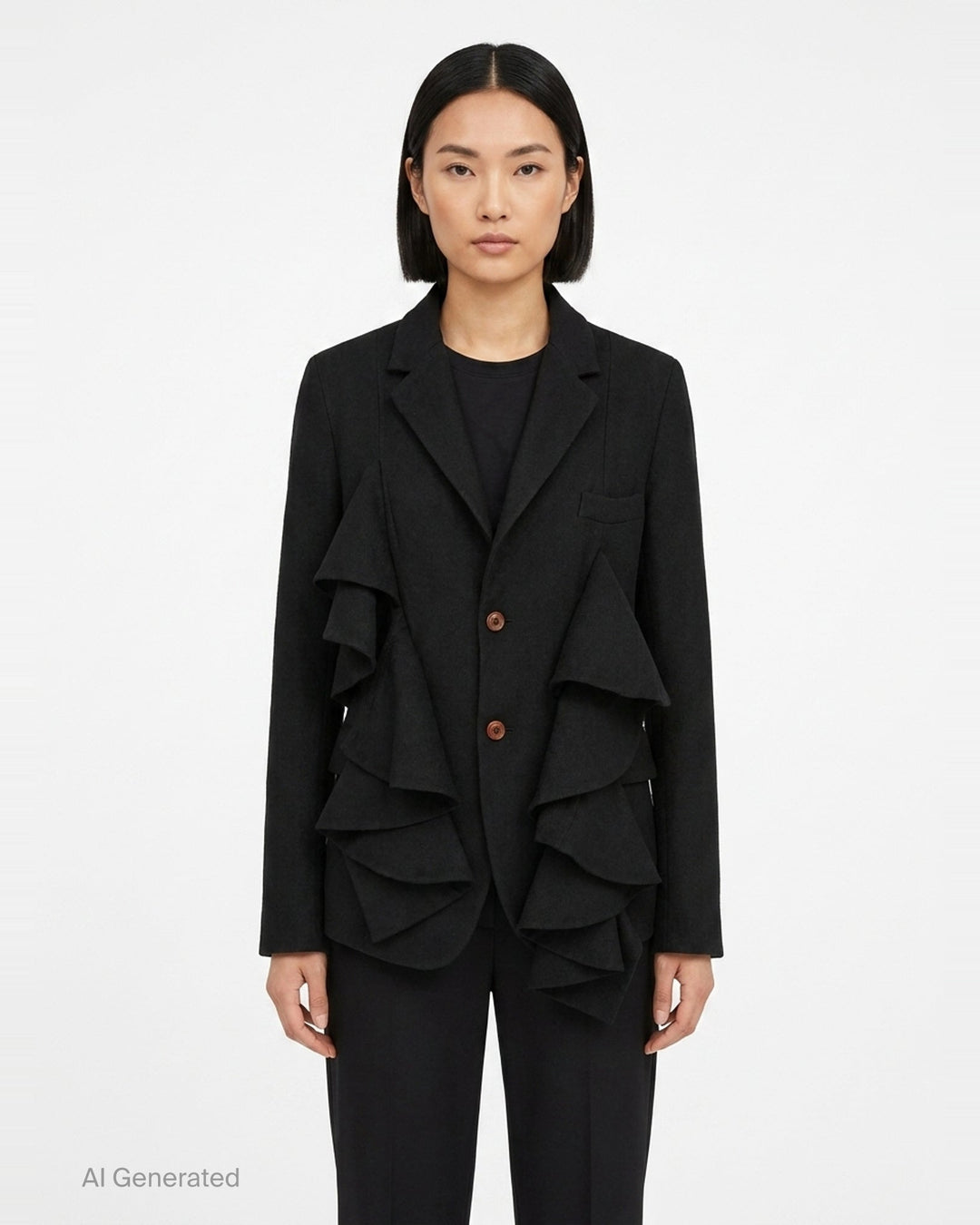Ruffled Gabardine Blazer | Comme des Garçons BLACK | Club21 - front